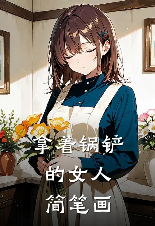 拿着锅铲的女人,简笔画
